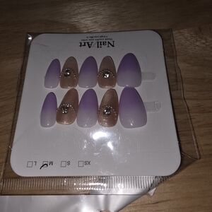 Nail Art Purple and Gold Gradient Press-On Nails